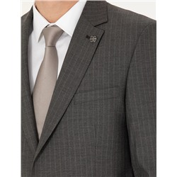 Çizgili Kahverengi Ekstra Slim Fit Takım Elbise