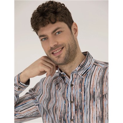 Lacivert Slim Fit Uzun Kollu Gömlek