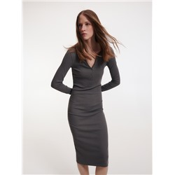 Strickkleid mit Gestreifter Struktur