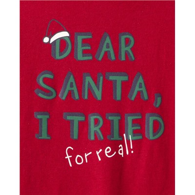 Boys Christmas Santa Long-Sleeve Graphic Tee - Red