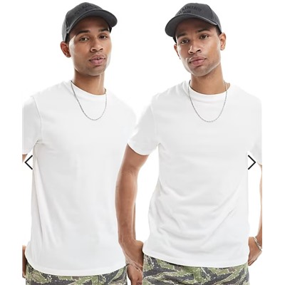 ASOS DESIGN essentials 2 pack crew neck T-shirts in white