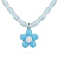 Колье Букет (улексит аквамарин, муранское стекло голубое; покрытие родий), Есть комплект