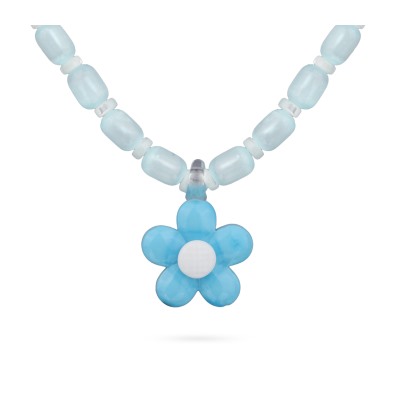 Колье Букет (улексит аквамарин, муранское стекло голубое; покрытие родий), Есть комплект