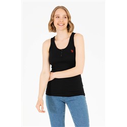 Kadın Siyah Bisiklet Yaka Kolsuz Basic Tişört