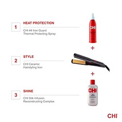 CHI G2 Professional Hair Straightener Titanium Infused Ceramic Plates Flat Iron | 1 1/4" Ceramic Flat Iron Plates | Color Coded Temperature Ranges up 425°F | For all hair types | Includes Thermal Mat