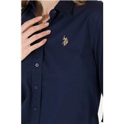 Kadın Lacivert Uzun Kollu Basic Gömlek