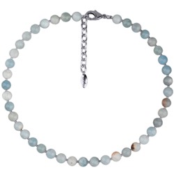 Колье Селена (опал 8мм голубой; покрытие родий) 40-45см, Есть комплект