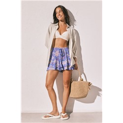 Pantalón corto volantes estampado azul