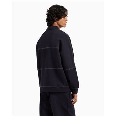 Bonded stretch polo sweatshirt