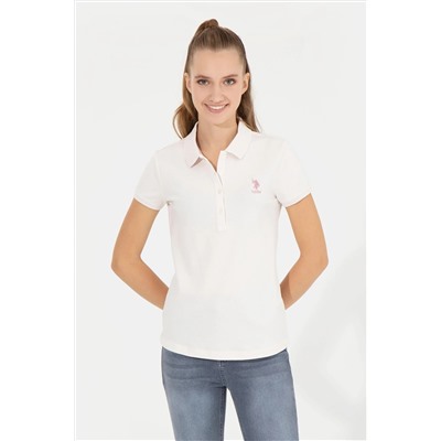 Kadın Ekru Basic Polo Yaka Tişört