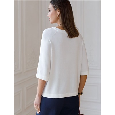 Свободный джемпер с рукавом 3/4 тонкой вязки из вискозы