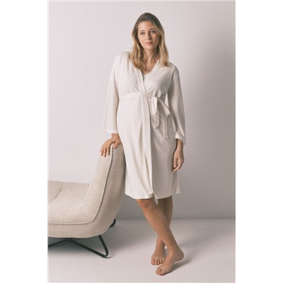 Bata "maternity" cinturón blanco