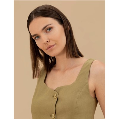 Yeşil Crop Top Bluz
