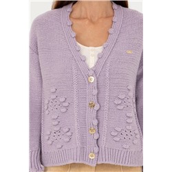 Kadın Lila Triko Hırka