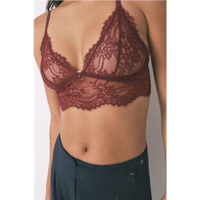 Bralette encaje espalda especial vino