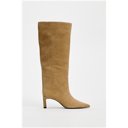 SPLIT SUEDE HEELED BOOTS