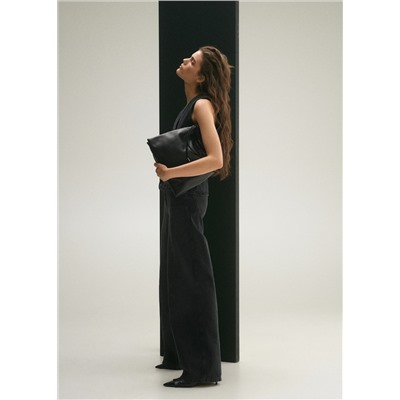 Jeans wide leg tiro alto