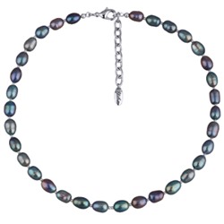 Колье (жемчуг бензиновый 6мм; покрытие родий) 44-49см, Есть комплект