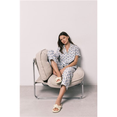 Pijama camisero Capri algodón estampado