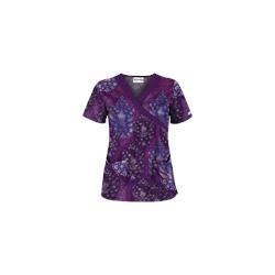 UA Paisley Bliss Eggplant Mock Crossover Scrub Top