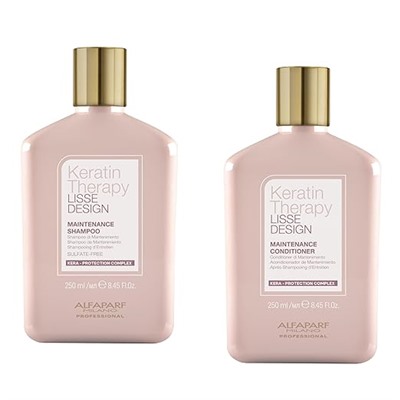 Alfaparf Milano Lisse Design Keratin Shampoo and Conditioner Set - Sulfate Free - Anti-Frizz - Maintains & Enhances Professional Keratin Therapy Treatment - Keeps Hair Smooth & Straight