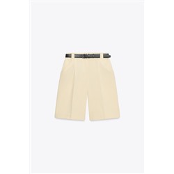 HIGH-WAIST DARTED BERMUDA SHORTS WITH BELT