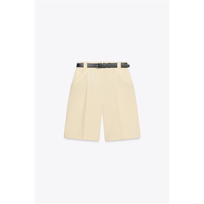 HIGH-WAIST DARTED BERMUDA SHORTS WITH BELT