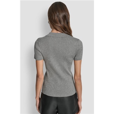 POLO RIB SWEATER WITH LUREX