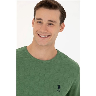 Erkek Yeşil Basic Kazak