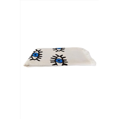 Peştanoz Müslin Peştemal, Mavi Göz Baskılı Desen, Naturel %100 Pamuk 100x180 , Plaj Havlusu, Banyo Havlusu