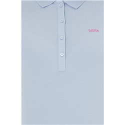 Kadın Açık Mavi Basic Polo Yaka Tişört