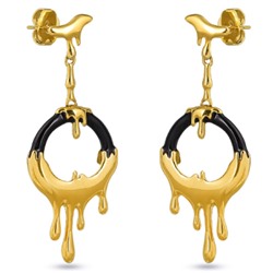 Серьги Оттепель (эмаль черная; покрытие золото), Есть комплект