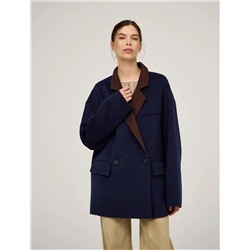 Синее полупальто оверсайз