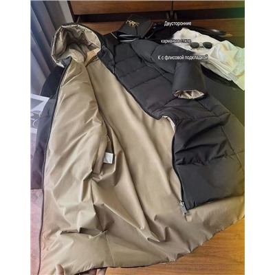 Очень теплая свободная двусторонняя куртка средней длины