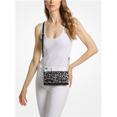 Michael Kors Outlet Carson Large Leopard Print Calf Hair Convertible Crossbody Bag