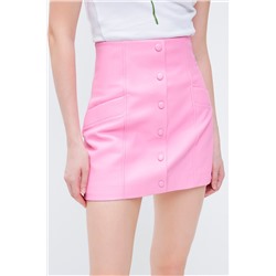 Minifalda de piel de talle alto Rosa