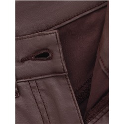 Брюки зауженные из эластичного хлопка с покрытием под кожу