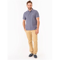 MARLED YARN POLO SHIRT WITH EMBROIDERED CREST