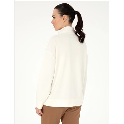 Ekru Regular Fit Modal Kumaş Sweatshirt
