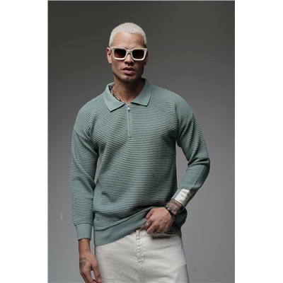 Свитер с замком бирюза