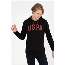 Erkek Siyah Kapüşonlu Basic Sweatshirt