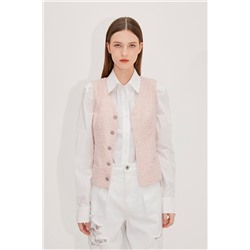 Chaleco de tweed Rosa empolvado y blanco