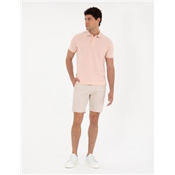 Bej Slim Fit Dokuma Şort