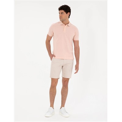 Bej Slim Fit Dokuma Şort
