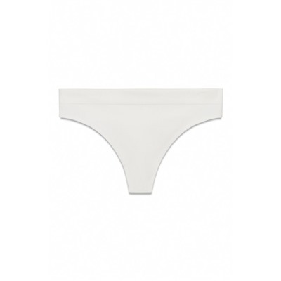 Tanga ancha canalé sin costuras blanca