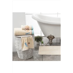 Gleam Atelier Denizatlı Desen %100 Pamuk Banyo, Baş, Yüz, Ayak Havlusu 4'lü Set DYDBHS2