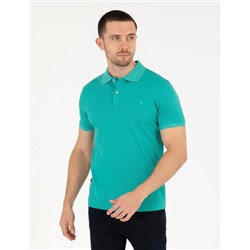 Yeşil Slim Fit Polo Yaka Merserize Tişört