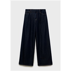 Pantalón denim wideleg cintura deshilachada
