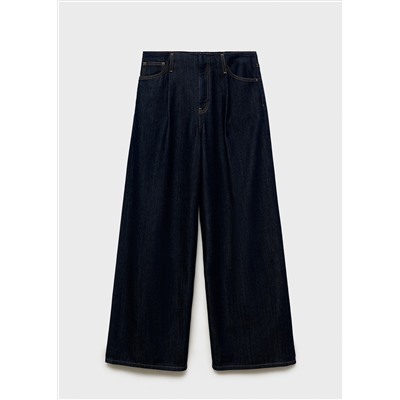 Pantalón denim wideleg cintura deshilachada