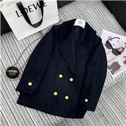 LOE * новое шерстяное пальто средней длины с большими лацканами YB металлическая пряжка с логотипом супер аутентичный темно-синий элитная атмосфера